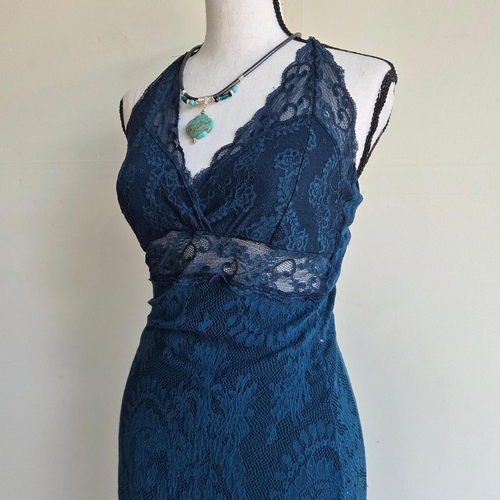 Vintage Ann Ferriday Lace Halter Slip Dress Womens S Whimsigoth Mesh Fairycore‎ - Picture 2 of 8